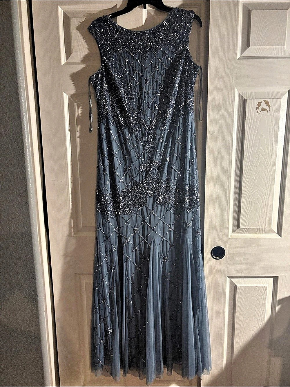 Adrianna Papell Sequin Embellished Maxi Dress in Gray